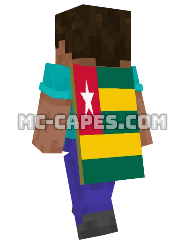 Togo Flag Minecraft cape worn on a player, seen from behind