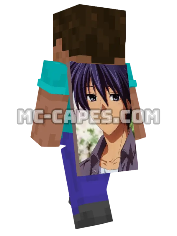 Tomoya Okazaki Minecraft cape worn on a player, seen from behind