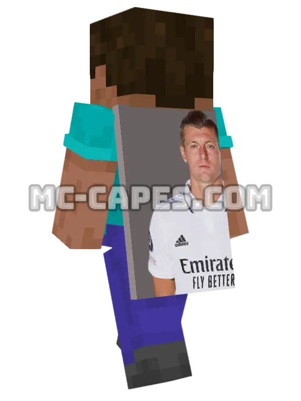 Toni Kroos Minecraft cape worn on a player, seen from behind