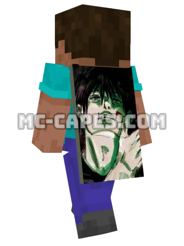 Touji Fushiguro Minecraft cape worn on a player, seen from behind