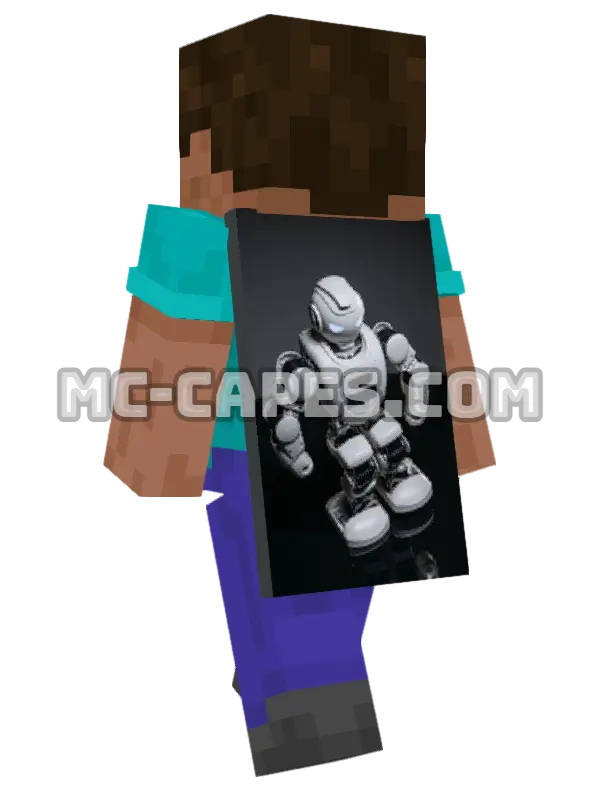 Toy Robot Minecraft cape worn on a player, seen from behind