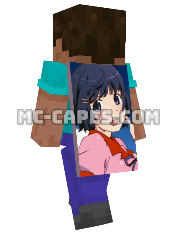 Tsubasa Hanekawa Minecraft cape worn on a player, seen from behind
