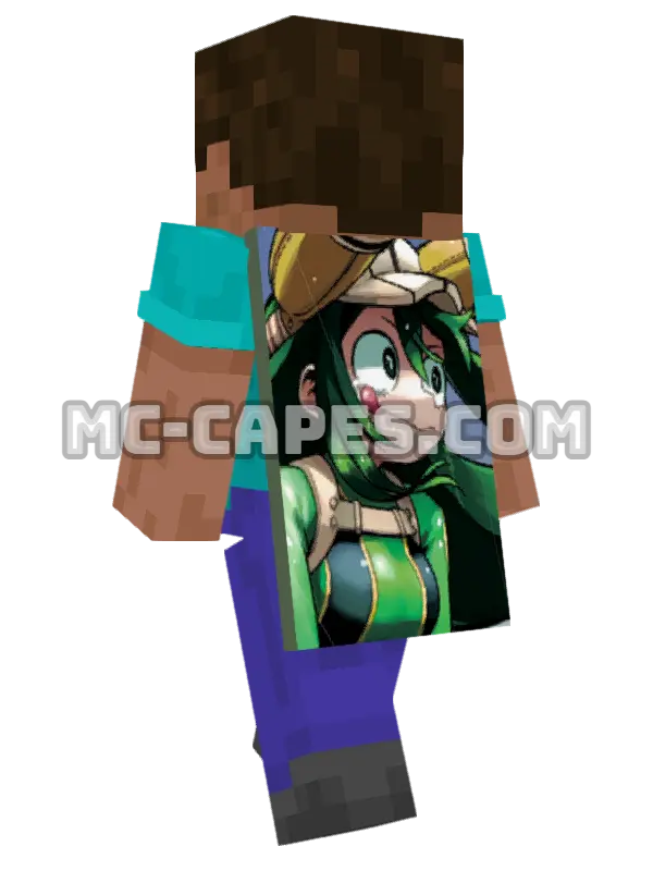 Tsuyu Asui Minecraft cape worn on a player, seen from behind