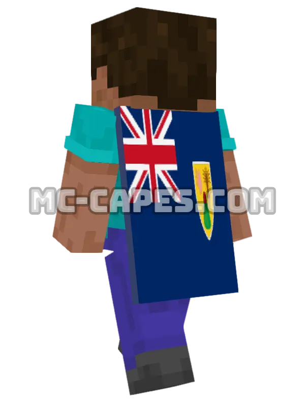 Turks and Caicos Islands Flag Minecraft cape worn on a player, seen from behind