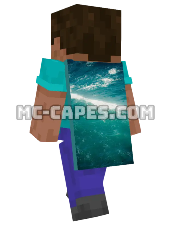Turquoise Ocean Waves Minecraft cape worn on a player, seen from behind