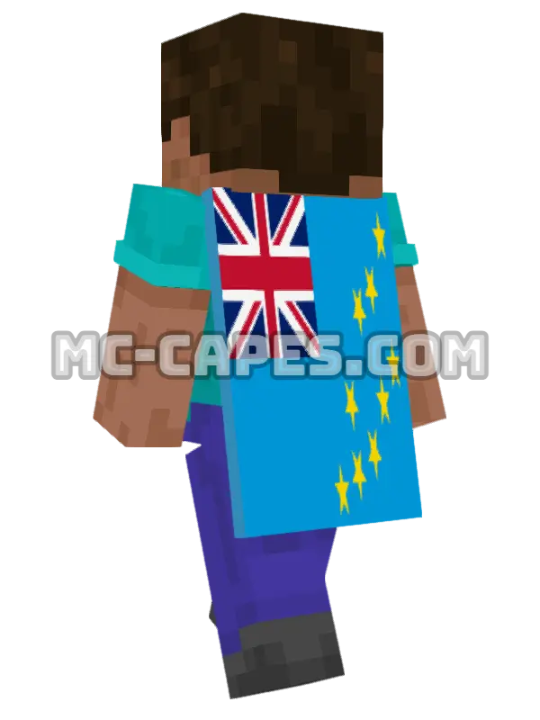 Tuvalu Flag Minecraft cape worn on a player, seen from behind