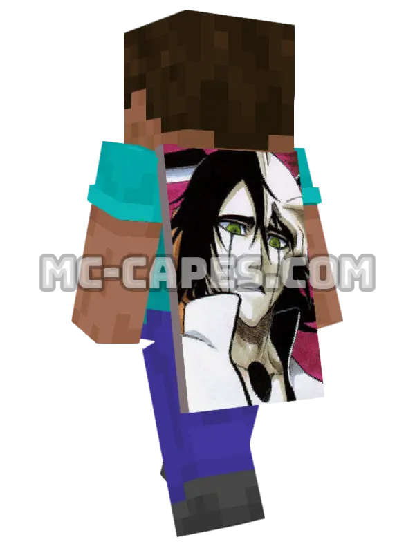 Ulquiorra Cifer Minecraft cape worn on a player, seen from behind