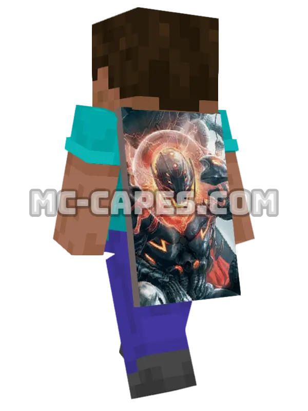 Ultron Minecraft cape worn on a player, seen from behind