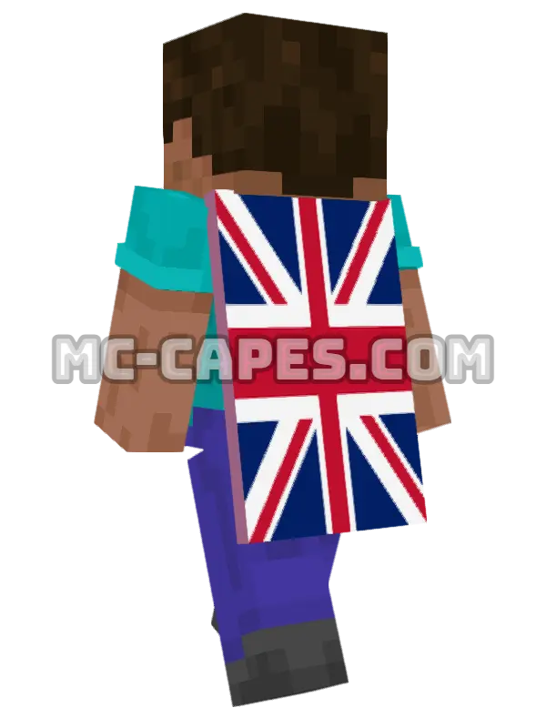 United Kingdom Flag Minecraft cape worn on a player, seen from behind