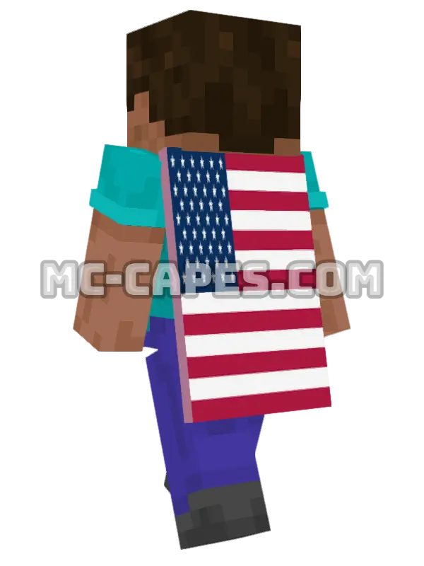 United States Flag Minecraft cape worn on a player, seen from behind
