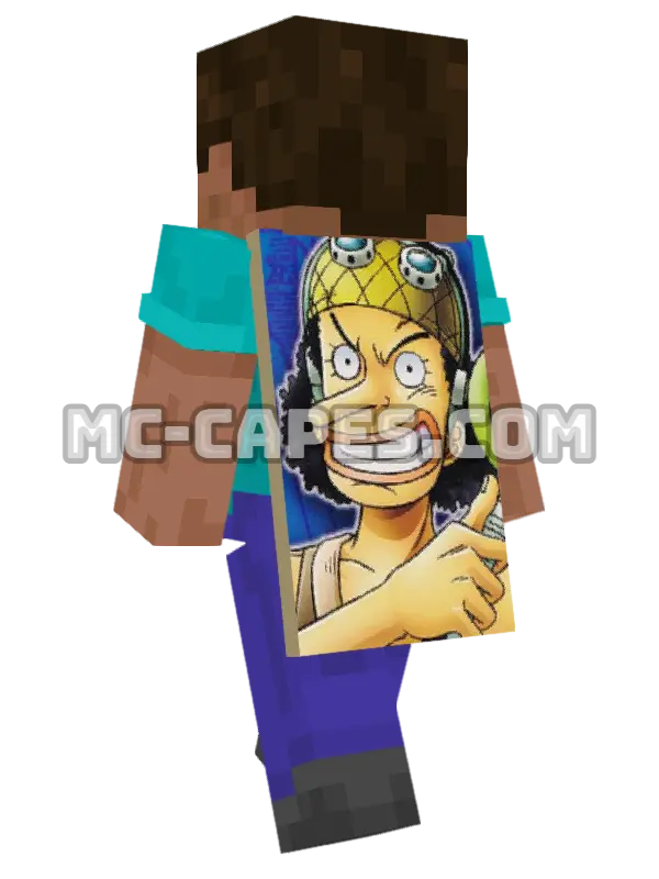 Usopp Minecraft cape worn on a player, seen from behind