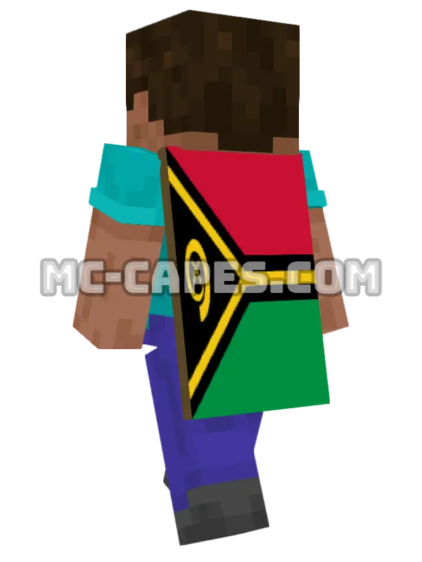 Vanuatu Flag Minecraft cape worn on a player, seen from behind