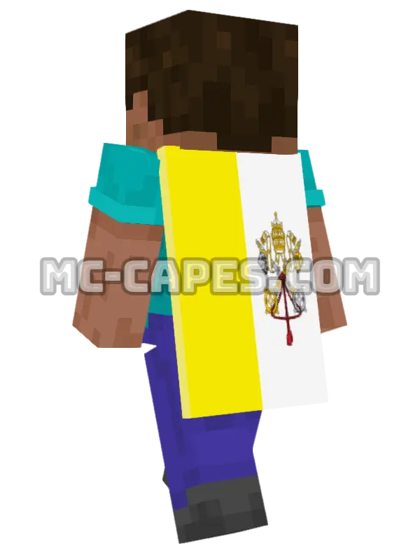 Vatican City (Holy See) Flag Minecraft cape worn on a player, seen from behind