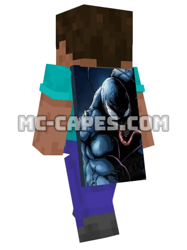 Venom Minecraft cape worn on a player, seen from behind
