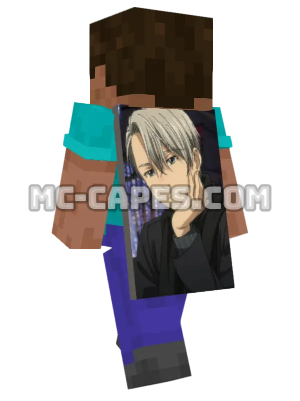 Victor Nikiforov Minecraft cape worn on a player, seen from behind
