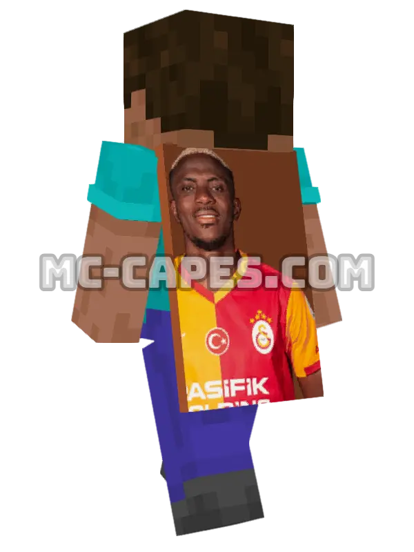 Victor Osimhen Minecraft cape worn on a player, seen from behind