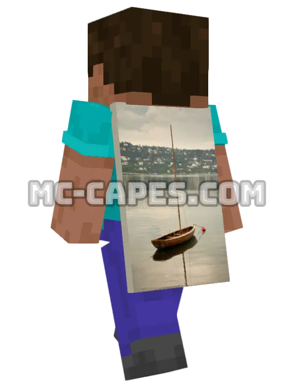 Viking Boat Minecraft cape worn on a player, seen from behind