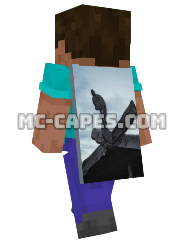 Viking Sculpture Minecraft cape worn on a player, seen from behind