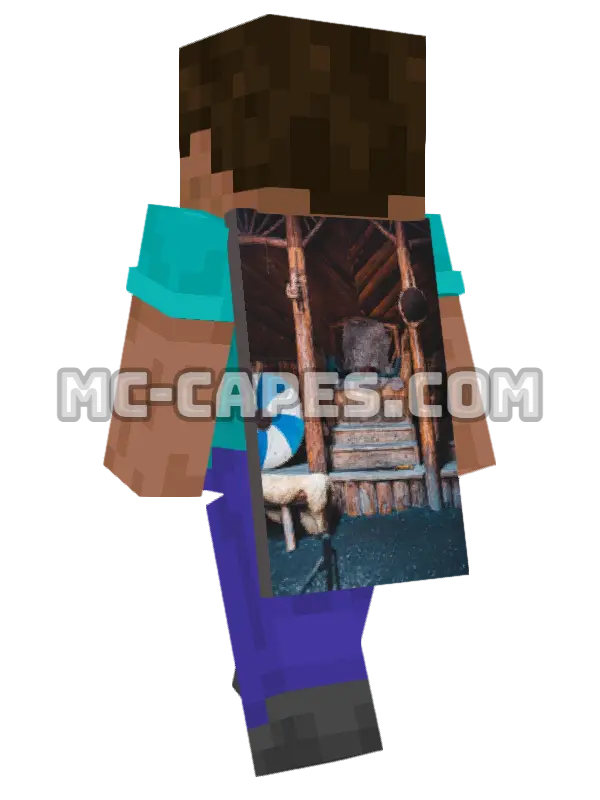 Viking Shield Minecraft cape worn on a player, seen from behind