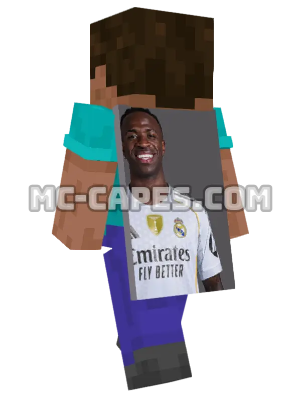 Vinicius Junior Minecraft cape worn on a player, seen from behind
