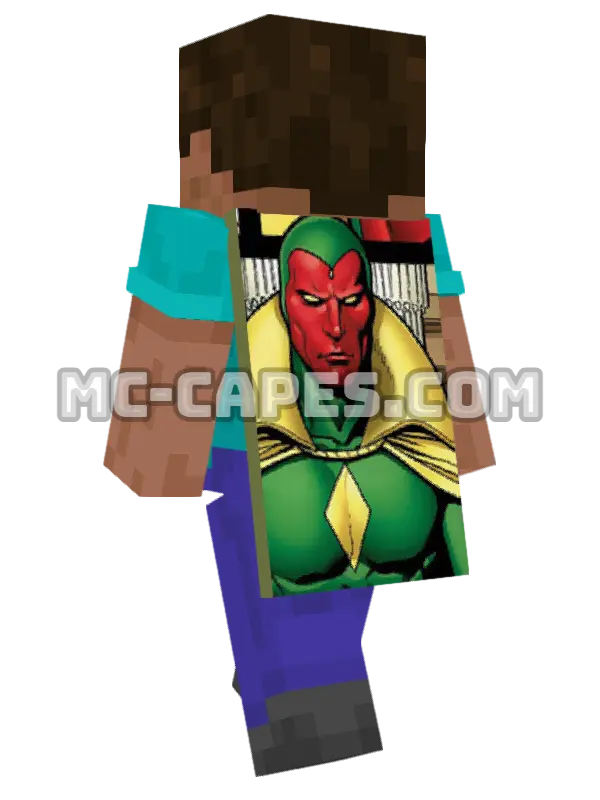 Vision Minecraft cape worn on a player, seen from behind