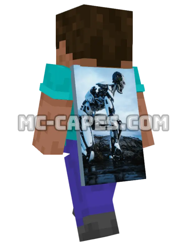 Water Robot Minecraft cape worn on a player, seen from behind