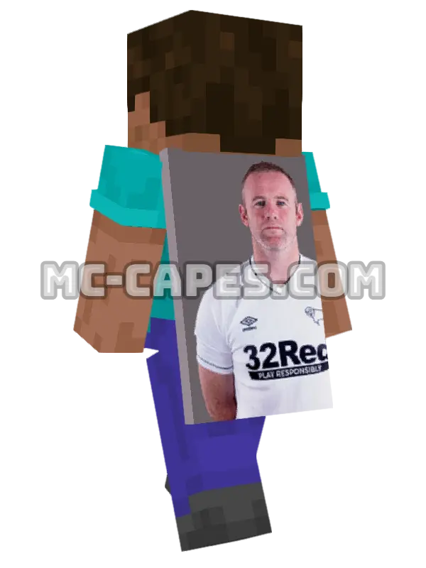 Wayne Rooney Minecraft cape worn on a player, seen from behind