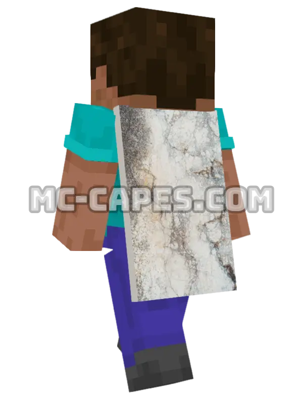 Weathered Marble Minecraft cape worn on a player, seen from behind