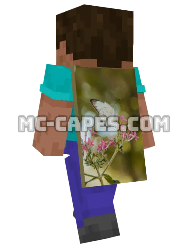 White Butterfly Minecraft cape worn on a player, seen from behind