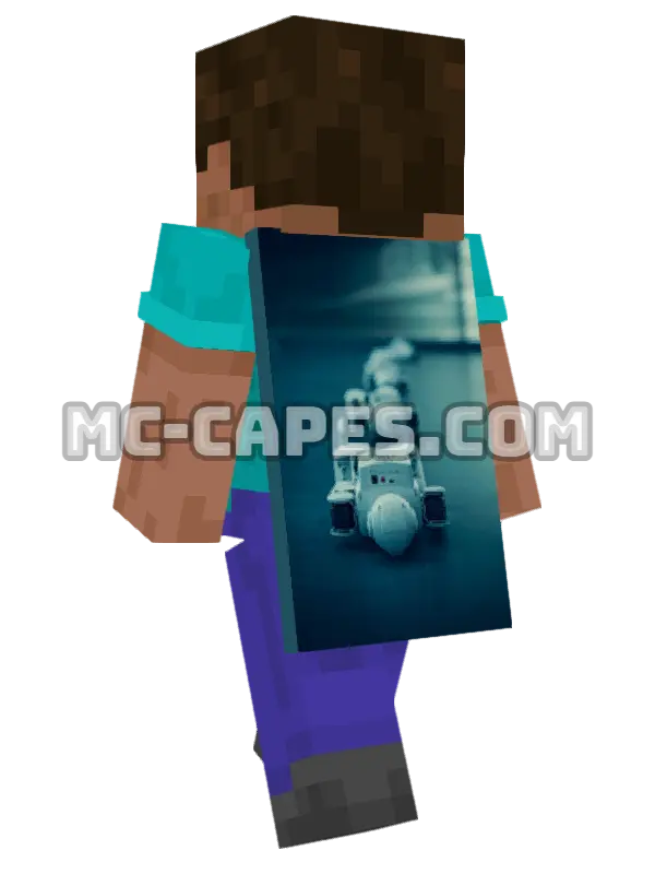 White Robots Minecraft cape worn on a player, seen from behind