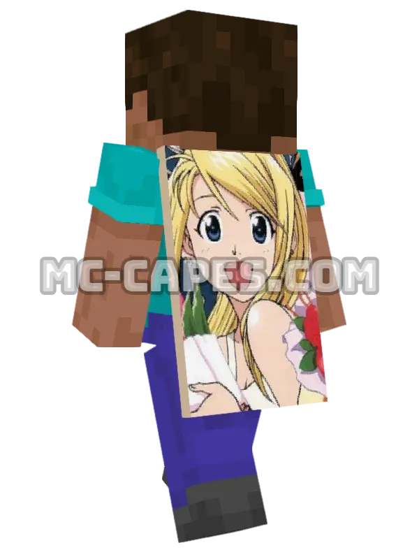Winry Rockbell Minecraft cape worn on a player, seen from behind