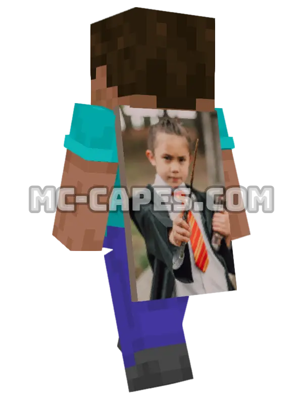 Wizard Child Minecraft cape worn on a player, seen from behind
