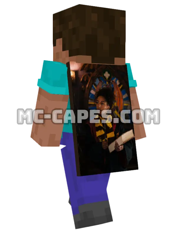 Wizard Cosplay Book Minecraft cape worn on a player, seen from behind