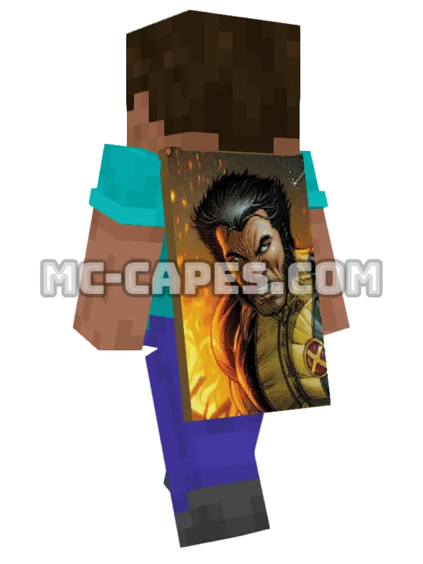 Wolverine Minecraft cape worn on a player, seen from behind