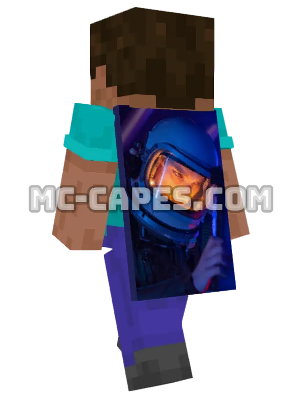 Woman Astronaut Minecraft cape worn on a player, seen from behind