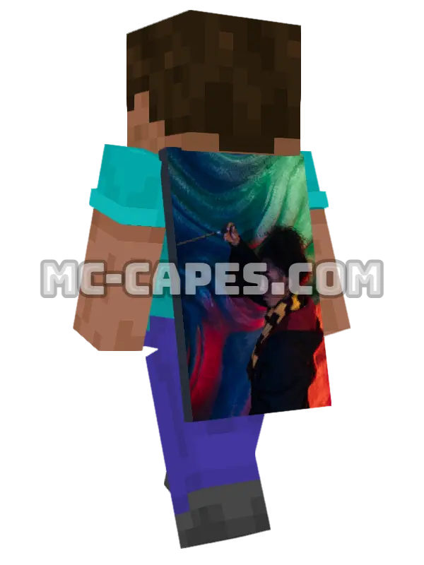 Woman Wizard Minecraft cape worn on a player, seen from behind