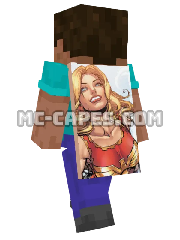 Wonder Girl Minecraft cape worn on a player, seen from behind