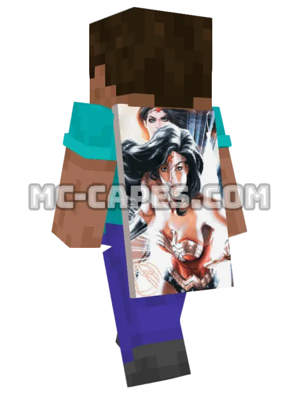 Wonder Woman Minecraft cape worn on a player, seen from behind