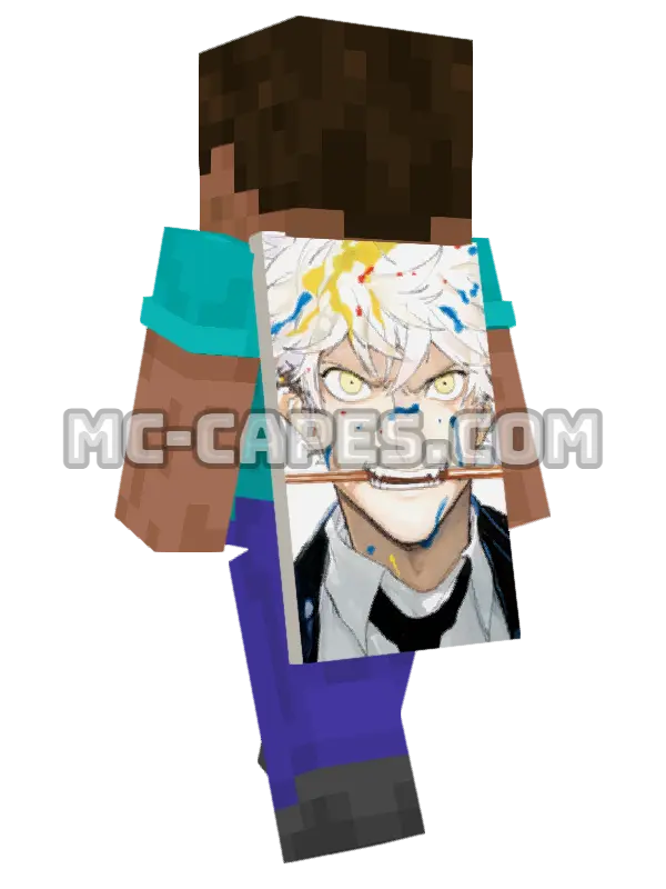 Yatora Yaguchi Minecraft cape worn on a player, seen from behind