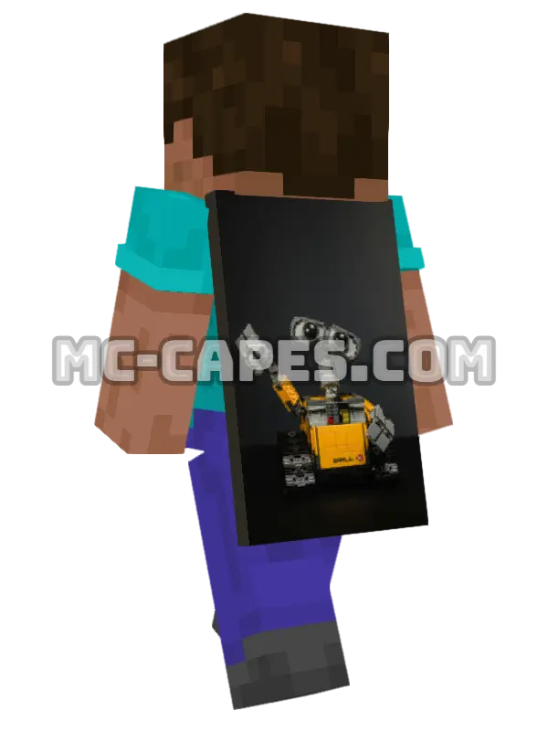 Yellow Robot Toy Minecraft cape worn on a player, seen from behind