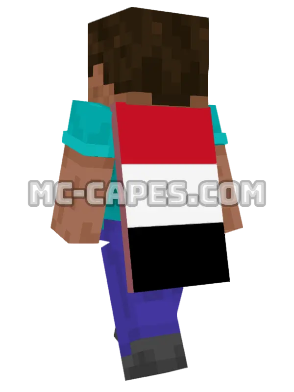 Yemen Flag Minecraft cape worn on a player, seen from behind
