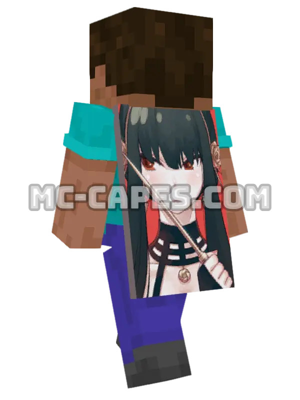 Yor Forger Minecraft cape worn on a player, seen from behind