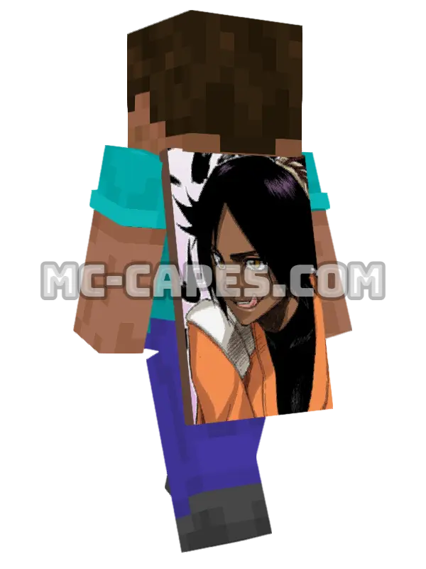 Yoruichi Shihouin Minecraft cape worn on a player, seen from behind