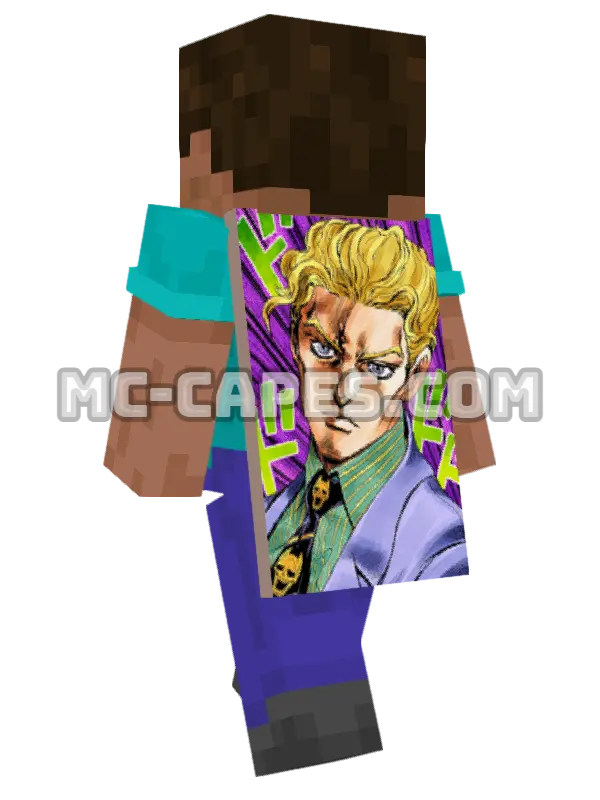 Yoshikage Kira Minecraft cape worn on a player, seen from behind