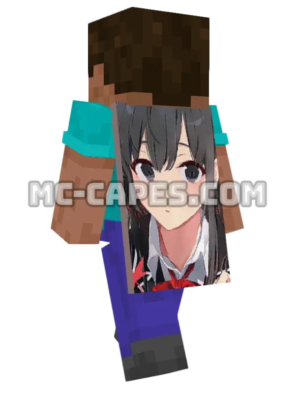 Yukino Yukinoshita Minecraft cape worn on a player, seen from behind