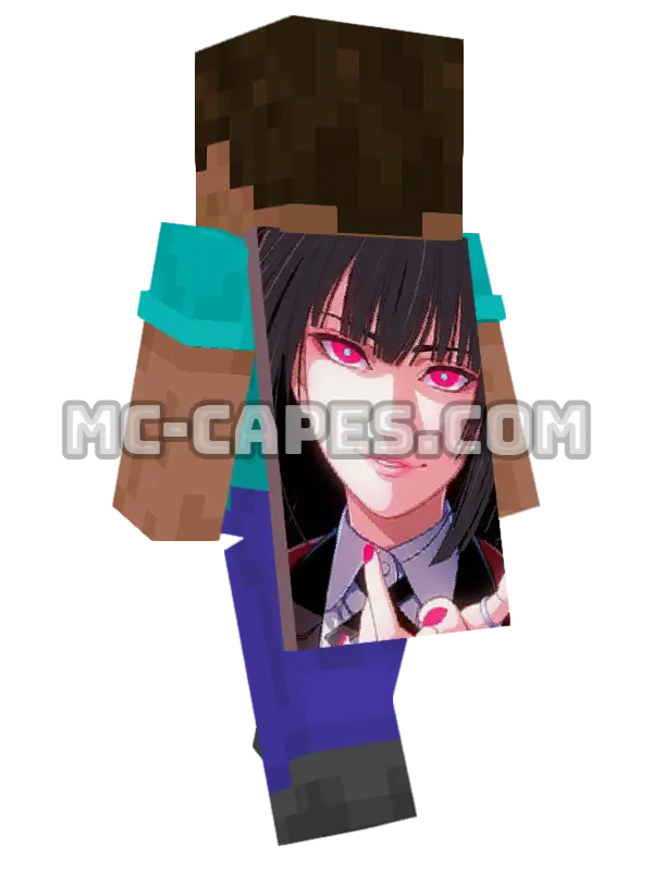 Yumeko Jabami Minecraft cape worn on a player, seen from behind