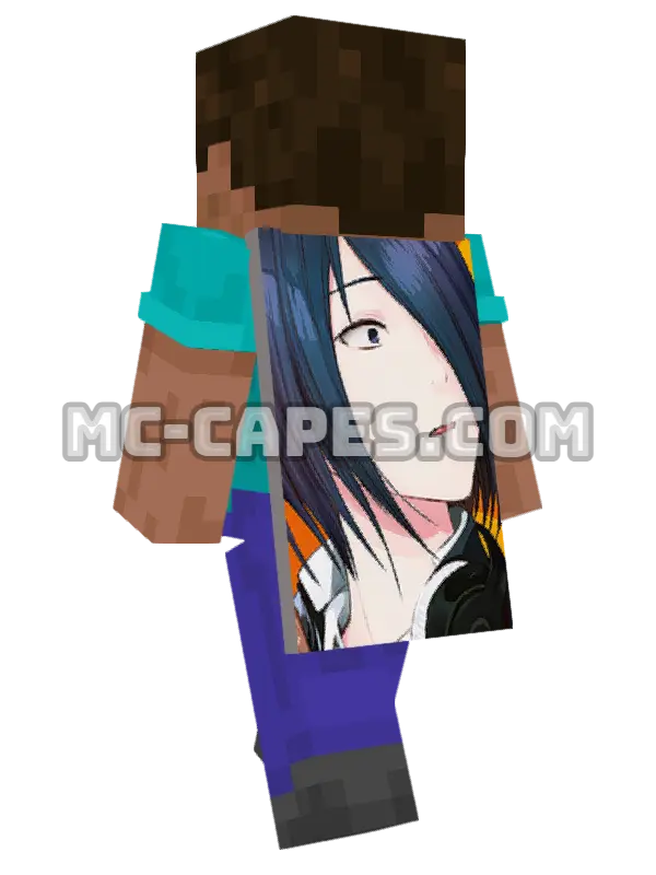 Yuu Ishigami Minecraft cape worn on a player, seen from behind