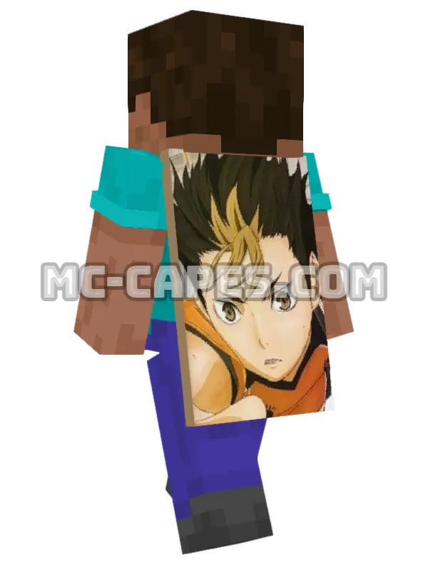 Yuu Nishinoya Minecraft cape worn on a player, seen from behind