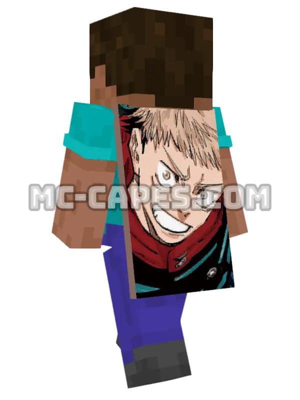 Yuuji Itadori Minecraft cape worn on a player, seen from behind