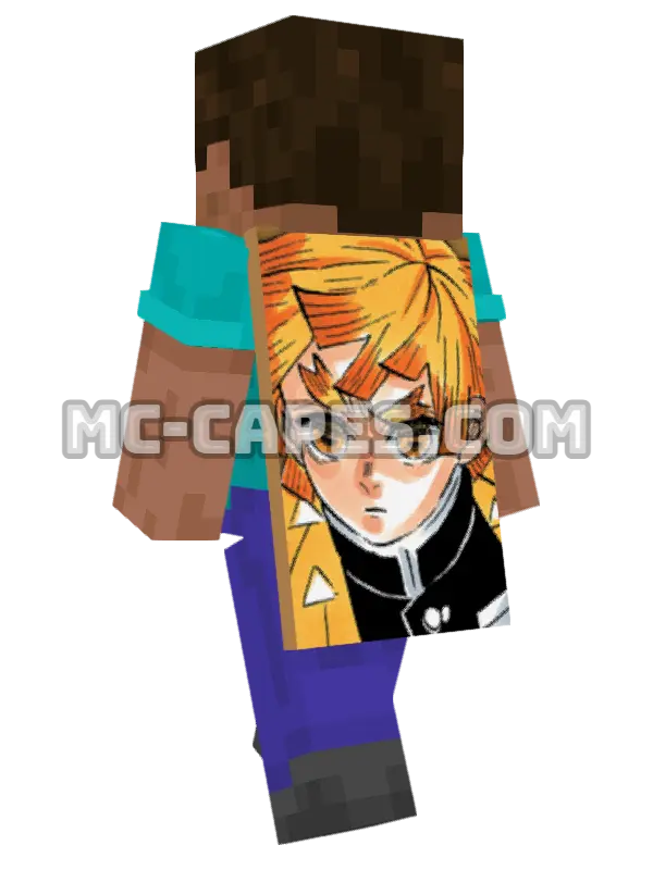 Zenitsu Agatsuma Minecraft cape worn on a player, seen from behind